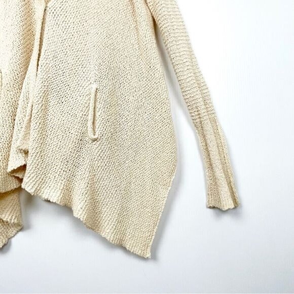 Free People ivory Open Weave Cardigan Shark Hem v neck XSmall - Picture 4 of 8